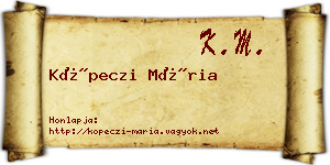 Köpeczi Mária névjegykártya